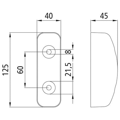 Rubber bumper 125 x 40 x 45 mm