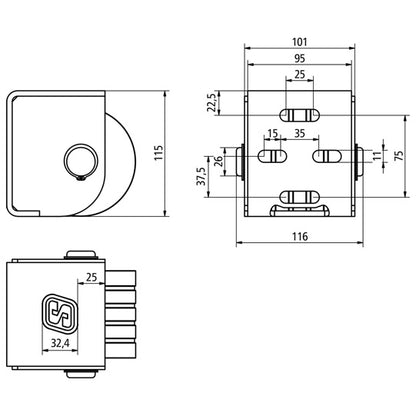 Suer bumper w/ 1 rubber roller, w/ Suer logo, galvanised