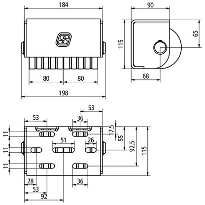 Suer bumpers w/ 2 rubber rollers, w/ Suer logo, galvanised
