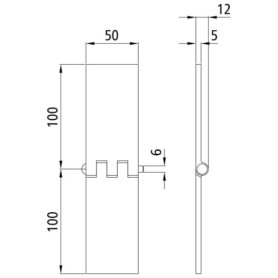 Door hinge, straight, 50 x 100 x 5 mm, untreated