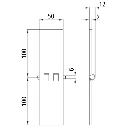 Door hinge, straight, 50 x 100 x 5 mm, untreated