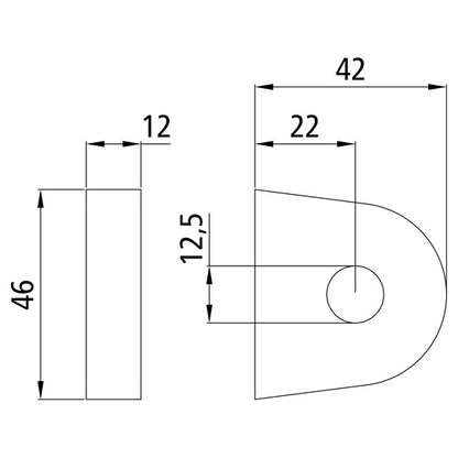 Hinge hinge bearing eye, 47 x 43 x 12 mm, 12.5 mm bore, raw