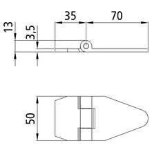 Side door hinge, galvanised stl., w/out hole