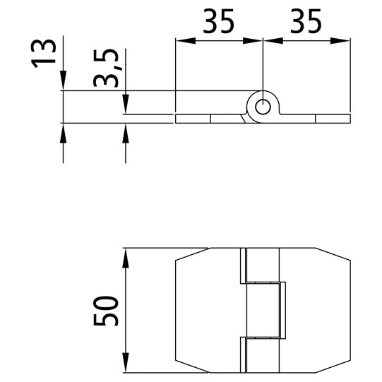 Side door hinge, galvanised stl., w/out hole