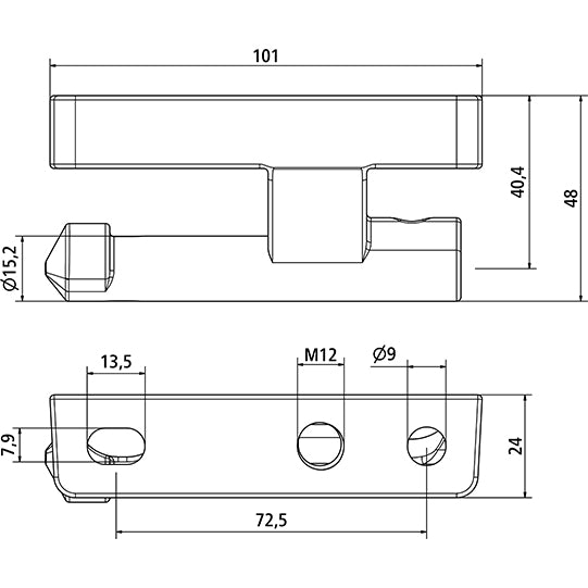 Suer hinge pin, like 6541N, tie rod hole M12, galvanised