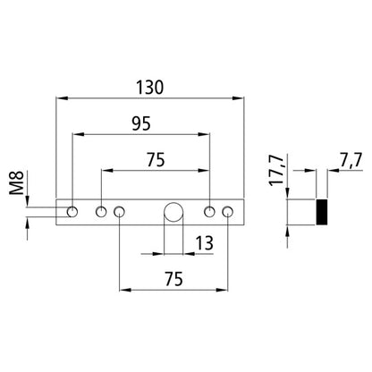 Threaded plate 7 mm, galvanised, hole spacing 75/95 mm, M8