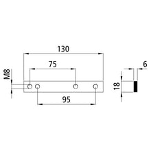 Threaded plate 6 mm, galvanised, hole spacing 75/95 mm, M8