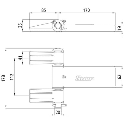 Suer container hinge, raw, complete