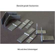 Door hinge, straight, 80 x 120 x 6 mm, untreated, w/ grease nip