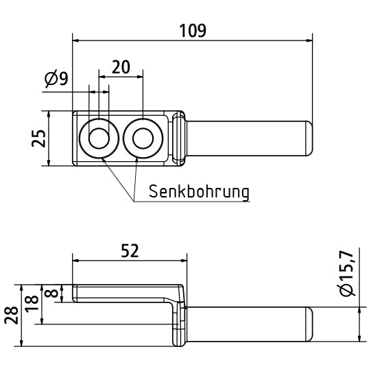 Suer hinge pin, 25/30, screw-on, galvanised