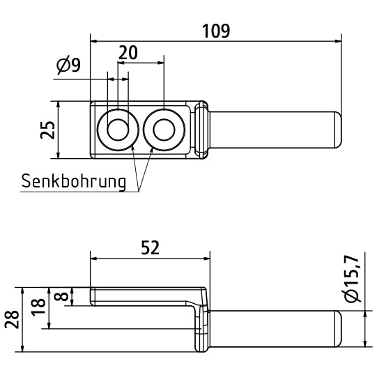 Suer hinge pin, 25/30, screw-on, SS