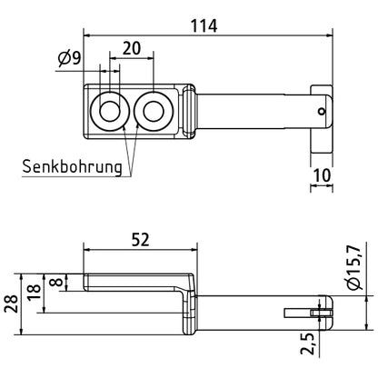Saranatappi 25/30, alaslaskettavalla korvakkeella/pontilla, sinkittyä terästä.
