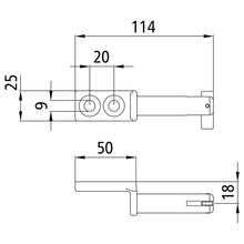Hinge pin 25/30, w/ drop lug, SS, f. screw. on