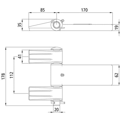 Suer container hinge, raw, complete, neutral without logo