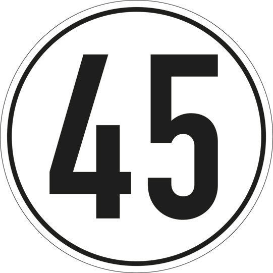 Speed sign, SK film, 200 mm, 45 km/h