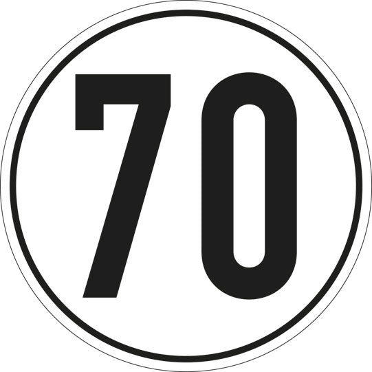 Speed sign, SK film, 200 mm, 70 km/h