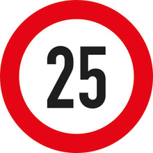 Speed sign, SK film, 200 mm, 25 km/h, red/white