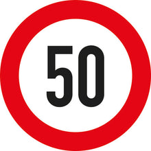 Speed sign, SK film, 200 mm, 50 km/h, red/white