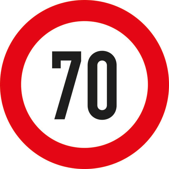 Speed sign, SK film, 200 mm, 70 km/h, red/white