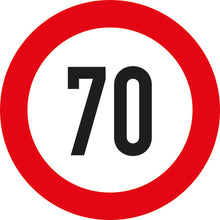 Speed sign, SK film, 200 mm, 70 km/h, red/white