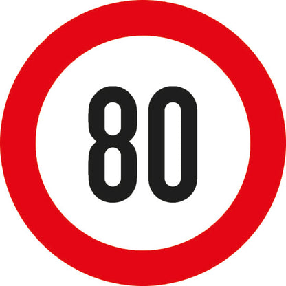 Speed sign, SK film, 200 mm, 80 km/h, red/white