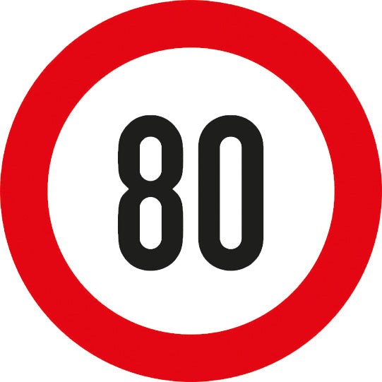 Speed sign, SK film, 200 mm, 80 km/h, red/white