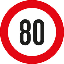 Speed sign, SK film, 200 mm, 80 km/h, red/white