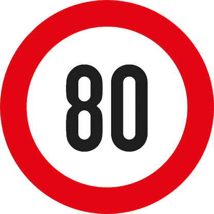 Speed sign, SK film, 200 mm, 80 km/h, red/white