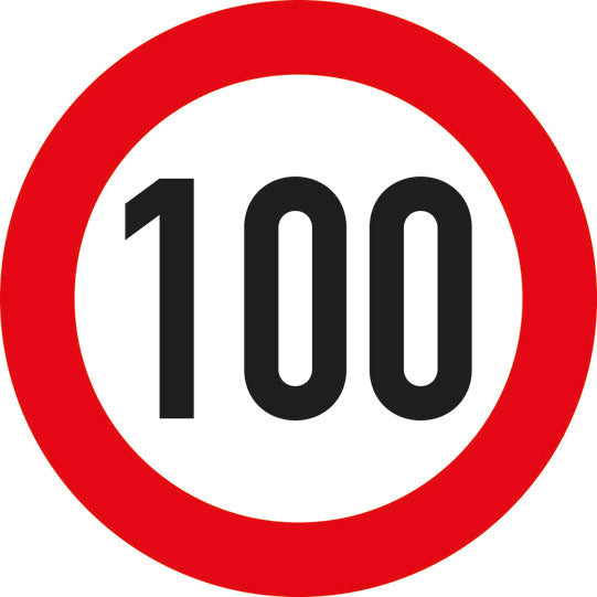 Speed sign, SK film, 200 mm, 100 km/h, red/white