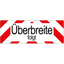 "Excess width follows" marking, 1100 × 400 mm, red/black