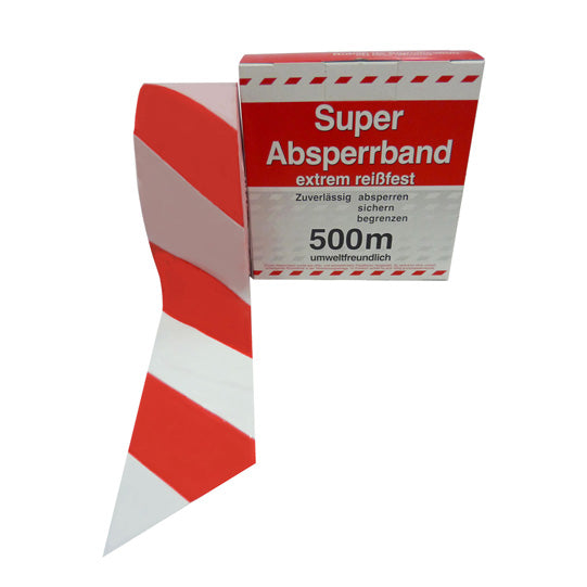 Barrier tape, red/white, 80 mm x 500 m