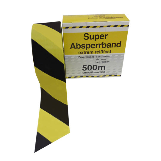 Barrier tape, yellow/black, 80 mm x 500 m