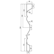Steel dropside profile B 500, 2 mm thick, 5000 mm long, reinf.c