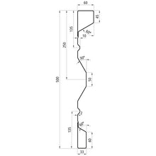 Steel dropside profile B 500, 2 mm thick, 6000 mm long, reinf.c