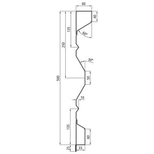 BAK 500 steel dropside profile, 2 mm thick, 4500 mm long