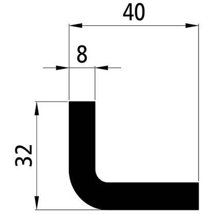 Dropside rail/angle steel, 40x32x8 mm, 400 mm long