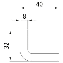 Dropside rail/angle steel, 40x32x8 mm, 500 mm long