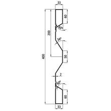 Steel dropside profile P 400/33/33 FS, 2 mm thick, 2000 mm long