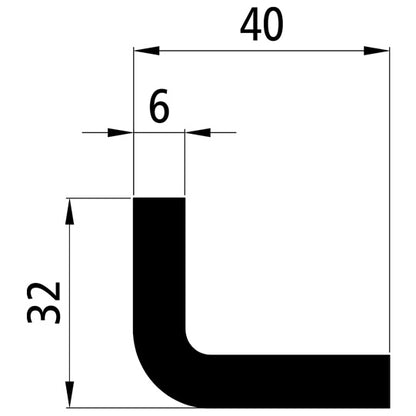 Dropside rail/angle steel, 40x32x6 mm, 500 mm long