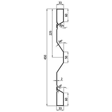 Steel dropside profile P 450/33/33 FS, 2 mm thick, 2100 mm long