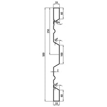 Steel dropside profile P 500/33/33 TS, 2 mm thick, 2000 mm long