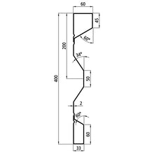 Steel dropside profile P 400/60/33 FS, 2 mm thick, 2000 mm long