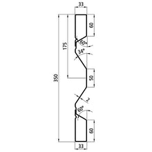 Steel dropside profile P 350/33/33 FS, 2 mm thick, 6000 mm long