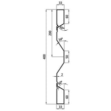 Steel dropside profile P 400/33/33 FS, 2 mm thick, 6000 mm long