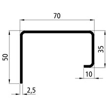 Scuff plate profile, raw, S235JRH, 70 x 50 x 2.5 mm, 6000 mm