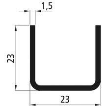 side board-U-stl., DX51D, galvanised, 6000 mm, 23 x 23 x 1.5 mm