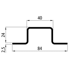 Top hat profile, galv., S235JR, 84 x 26.5 x 2.5 mm, 6000 mm