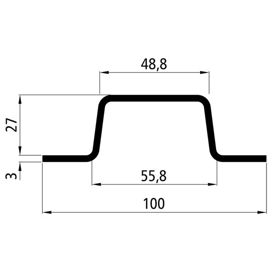 Galvanised cap profile, S235JR, 100 x 30 x 3 mm, 6000 mm