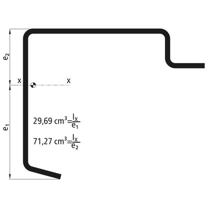 Platf.m floor frame profile, S235JRG2, untreated, 6300 mm, 110x