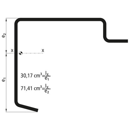 Platform floor frame profile, S235JRG2, 6300 mm, 110x27x3 mm